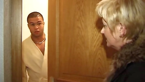 Mature bbw blonde seduces her young French neighbor
